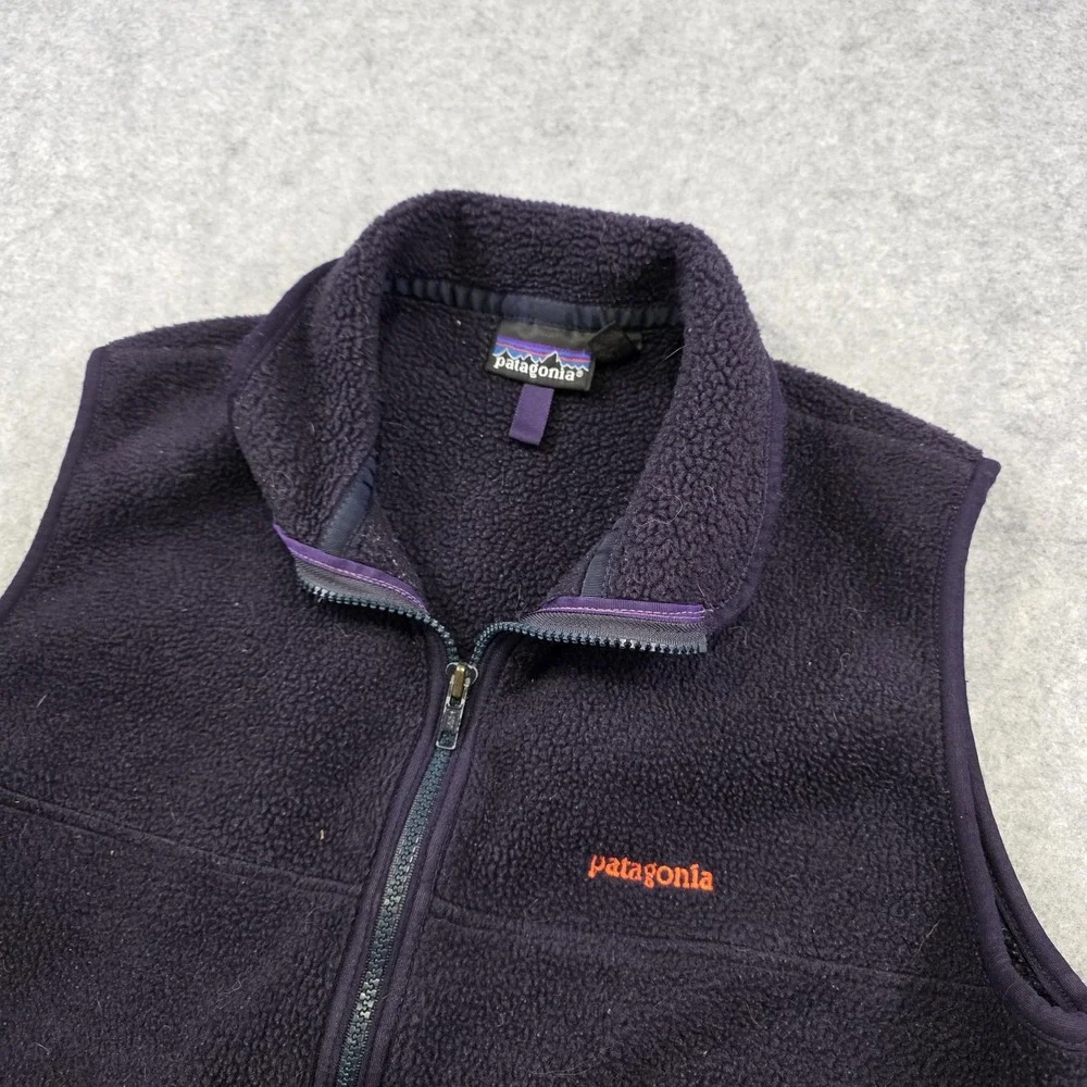 Vintage 90s Patagonia Synchilla Fleece Vest Mens Small Purple Full Zip USA Made